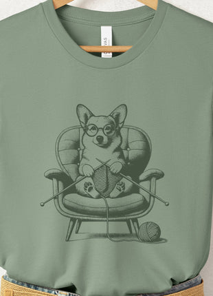 Corgi Knitting T-Shirt