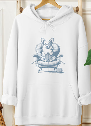 Corgi Knitting Hoodie