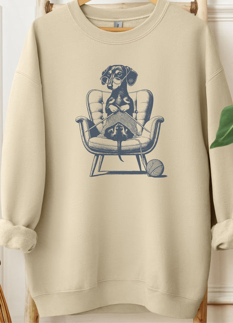 Dachshund Knitting Sweatshirt