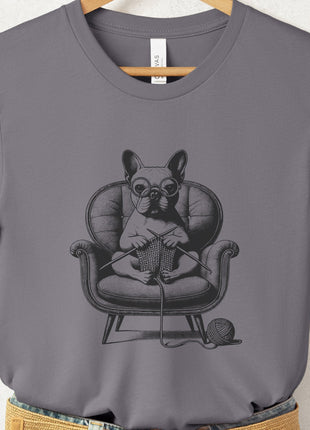 French Bulldog Frenchie Knitting T-Shirt