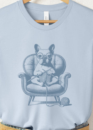 French Bulldog Frenchie Knitting T-Shirt