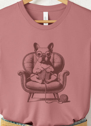 French Bulldog Frenchie Knitting T-Shirt