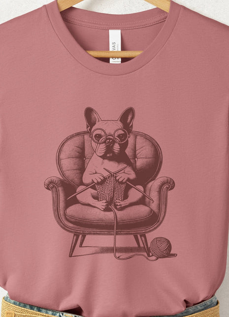 French Bulldog Frenchie Knitting T-Shirt