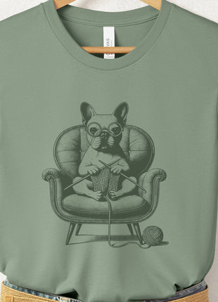 French Bulldog Frenchie Knitting T-Shirt