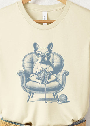 French Bulldog Frenchie Knitting T-Shirt