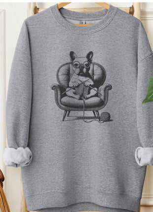 French Bulldog Frenchie Knitting Sweatshirt