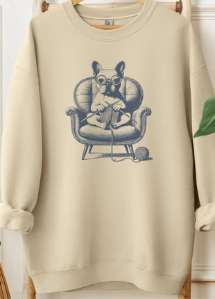 French Bulldog Frenchie Knitting Sweatshirt