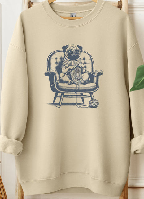 Pug Knitting Sweatshirt