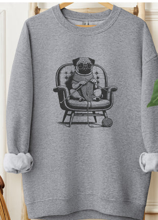 Pug Knitting Sweatshirt