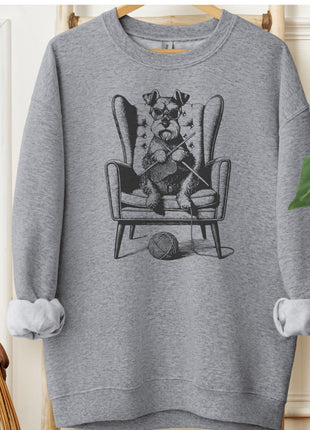 Schnauzer Knitting Sweatshirt