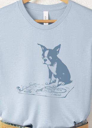 Boston Terrier Vacuum Blueprint T-Shirt