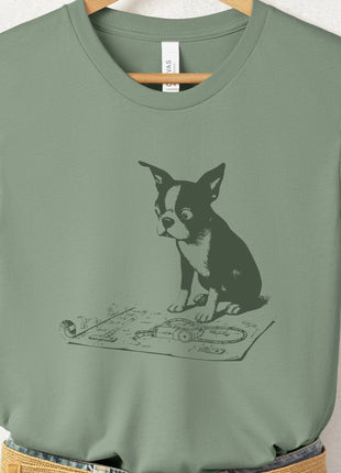 Boston Terrier Vacuum Blueprint T-Shirt