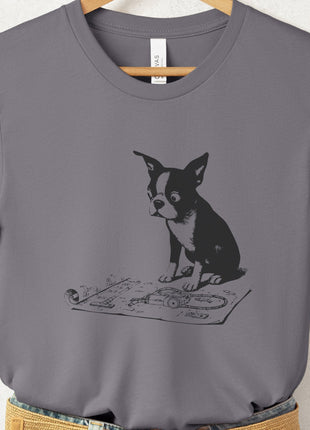 Boston Terrier Vacuum Blueprint T-Shirt
