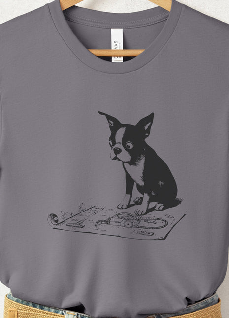 Boston Terrier Vacuum Blueprint T-Shirt