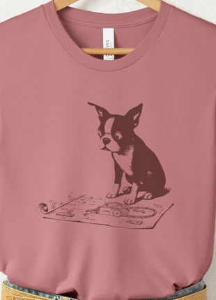 Boston Terrier Vacuum Blueprint T-Shirt