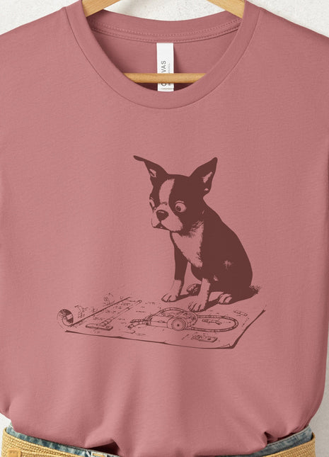 Boston Terrier Vacuum Blueprint T-Shirt
