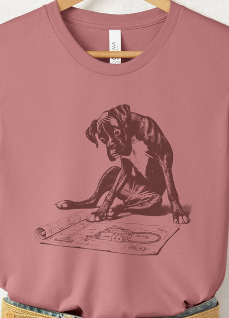 Boxer Dog Vacuum Blueprint T-Shirt