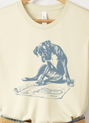 Boxer Dog Vacuum Blueprint T-Shirt