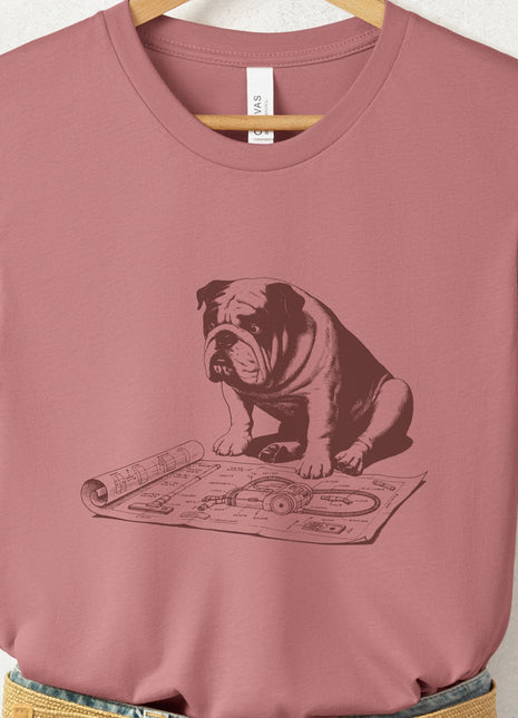 English Bulldog Vacuum Blueprint T-Shirt
