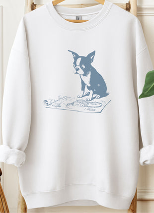 Boston Terrier Vacuum Blueprint Sweatshirt