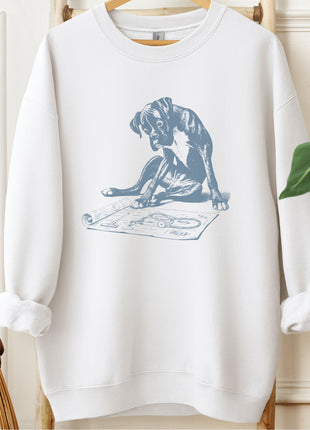 Boxer Dog Vacuum Blueprint Sweatshirt