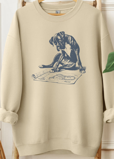 Boxer Dog Vacuum Blueprint Sweatshirt