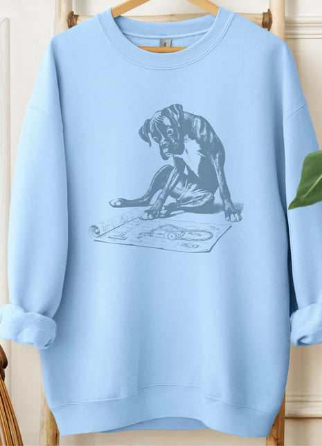 Boxer Dog Vacuum Blueprint Sweatshirt