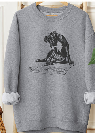Boxer Dog Vacuum Blueprint Sweatshirt