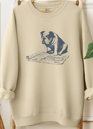 English Bulldog Vacuum Blueprint Sweatshirt
