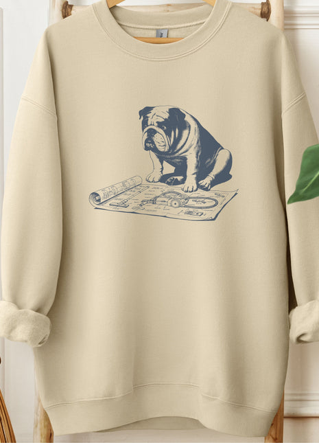 English Bulldog Vacuum Blueprint Sweatshirt