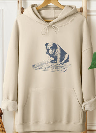 English Bulldog Vacuum Blueprint Hoodie