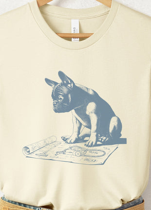 French Bulldog Frenchie Vacuum Blueprint T-Shirt