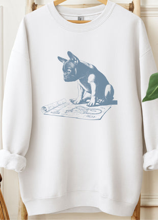 French Bulldog Frenchie Vacuum Blueprint Sweatshirt