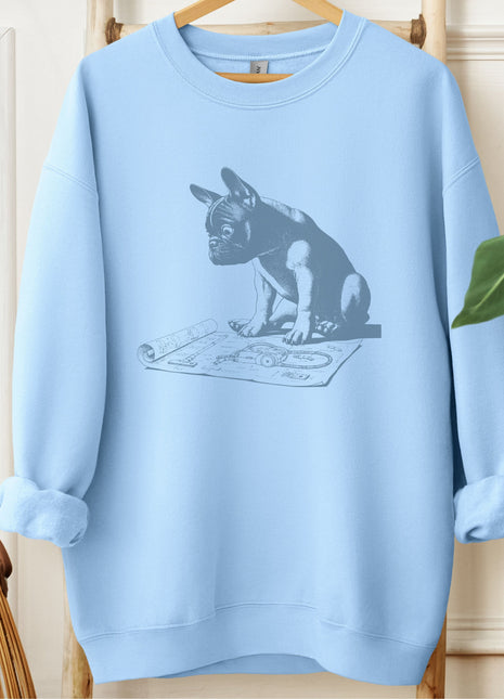 French Bulldog Frenchie Vacuum Blueprint Sweatshirt