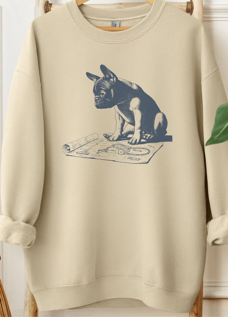 French Bulldog Frenchie Vacuum Blueprint Sweatshirt