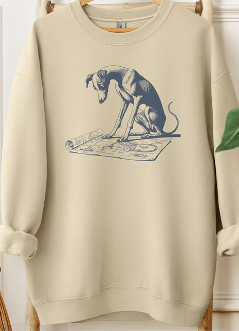 Italian Greyhound Whippet Iggy Vacuum Blueprint Sweatshirt