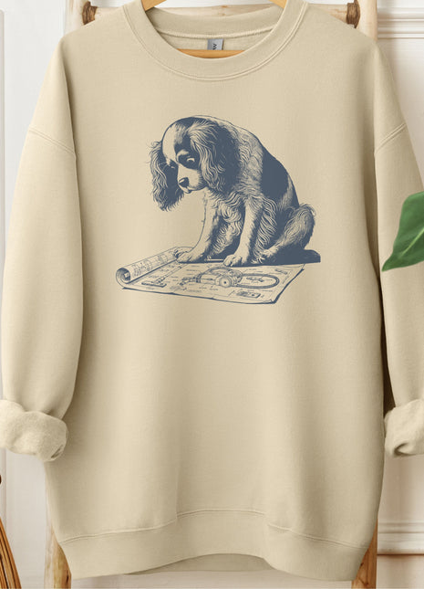 Cavalier King Charles Spaniel Vacuum Blueprint Sweatshirt