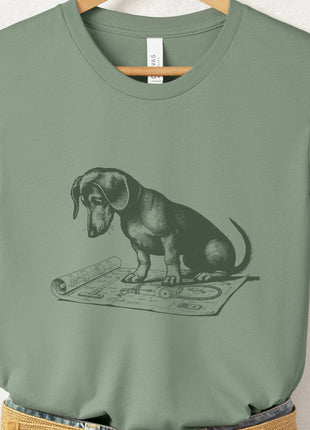 Dachshund Doxie Vacuum Blueprint T-Shirt