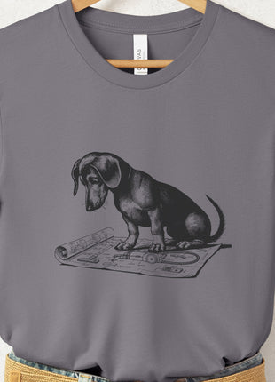 Dachshund Doxie Vacuum Blueprint T-Shirt