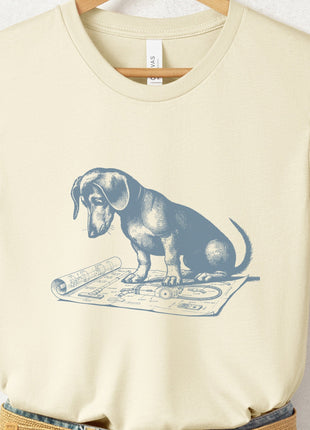 Dachshund Doxie Vacuum Blueprint T-Shirt