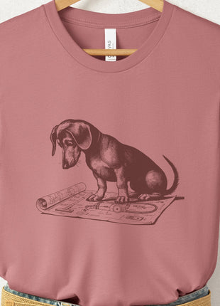 Dachshund Doxie Vacuum Blueprint T-Shirt