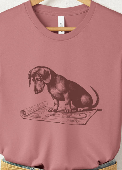 Dachshund Doxie Vacuum Blueprint T-Shirt