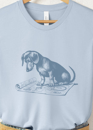 Dachshund Doxie Vacuum Blueprint T-Shirt