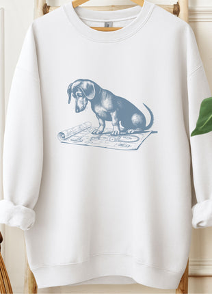 Dachshund Doxie Vacuum Blueprint Sweatshirt
