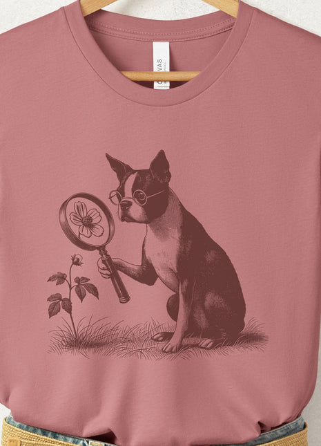 Boston Terrier Botanist Flower T-Shirt