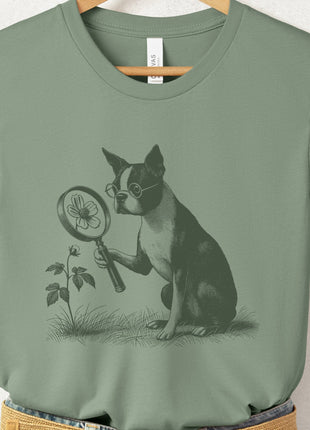 Boston Terrier Botanist Flower T-Shirt