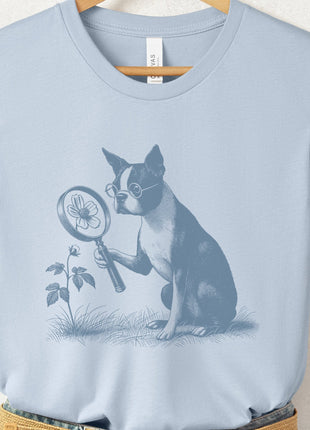 Boston Terrier Botanist Flower T-Shirt