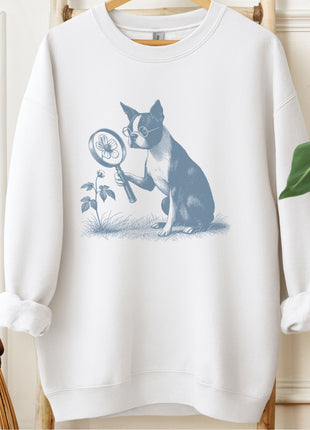 Boston Terrier Botanist Flower Sweatshirt