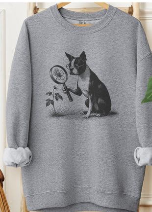 Boston Terrier Botanist Flower Sweatshirt