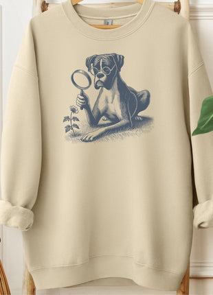 Boxer Dog Botanist Flower Sweatshirt